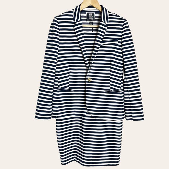 Juicy Couture Regal Angel Stripe Ponte 2 Piece Dress Jacket Set Size L - Picture 1 of 16